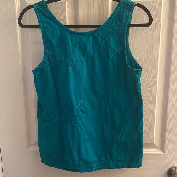 Vintage 1980s Bis Bis Gene Ewing Wrinkled Rich Denim Mandarin Tank teal sz “P” - Picture 5 of 11